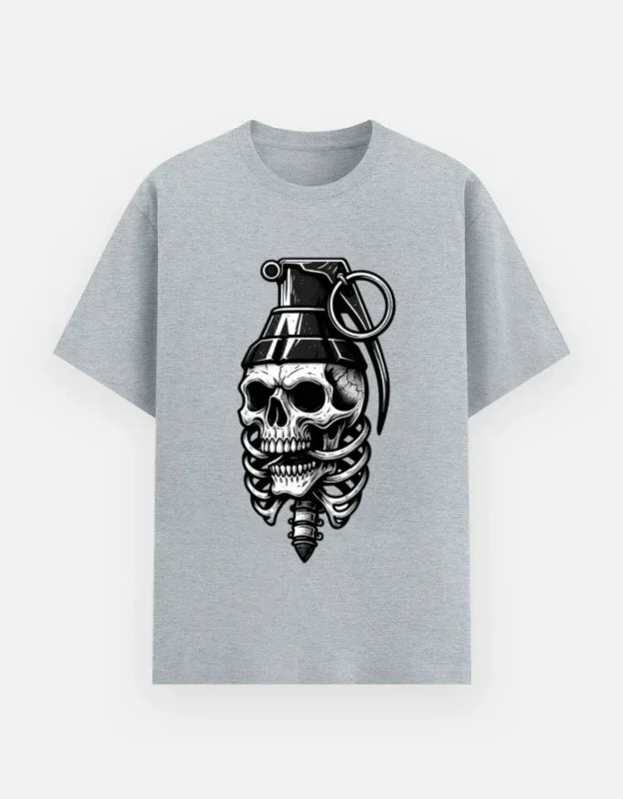 Grenade Skull & Ribcage Graphic T-Shirt - VIVA ENTERPRISES 
