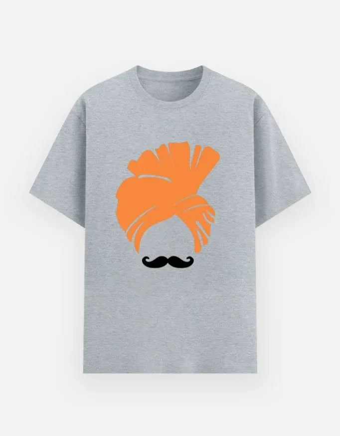 Turban and Mustache Graphic Black T-Shirt - VIVA ENTERPRISES 
