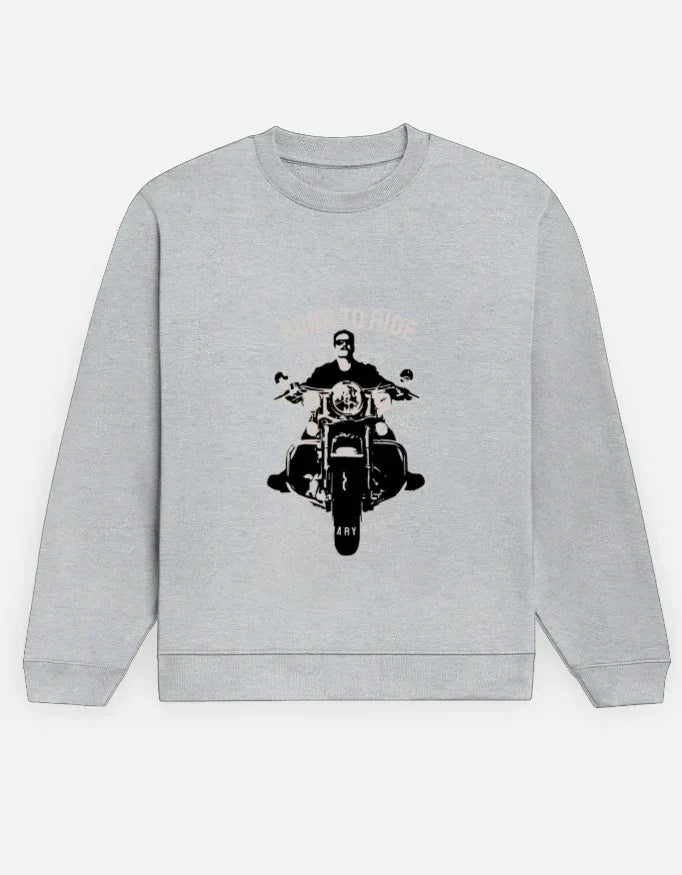 Men's Black "Born to Ride" Motorcycle Graphic Crewneck Sweatshirt - VIVA ENTERPRISES 