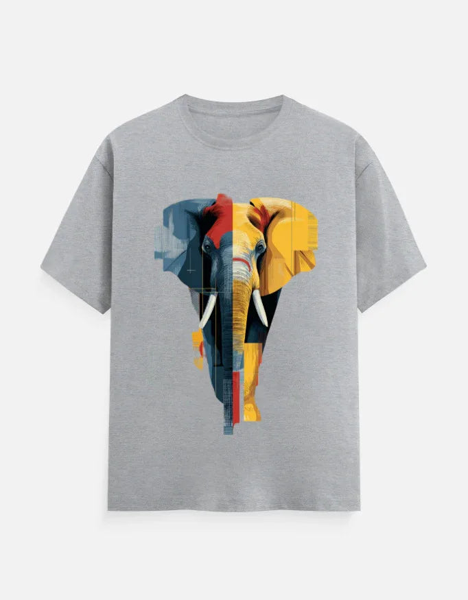 Abstract Geometric Elephant Graphic T-Shirt - VIVA ENTERPRISES 