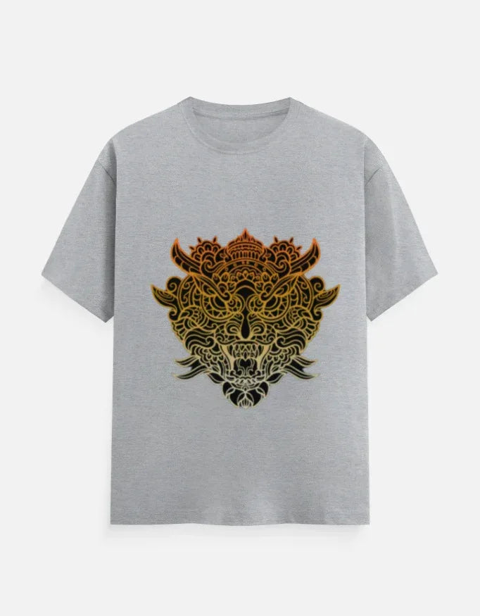 Ornate Japanese Demon Mask Graphic T-Shirt - VIVA ENTERPRISES 