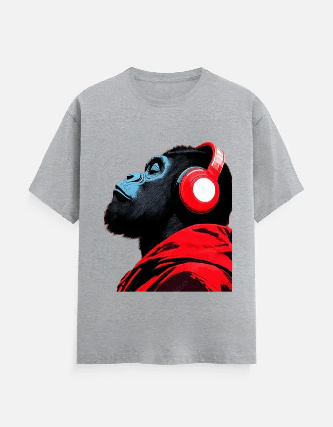 Cool Gorilla with Headphones Graphic T-Shirt | Urban Streetwear Tee - VIVA ENTERPRISES 