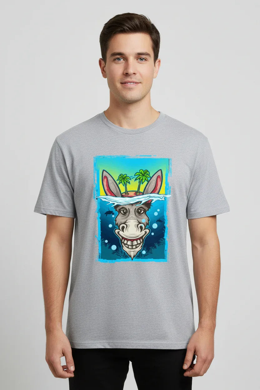 Funny Donkey Underwater Cartoon Graphic T-Shirt - VIVA ENTERPRISES 