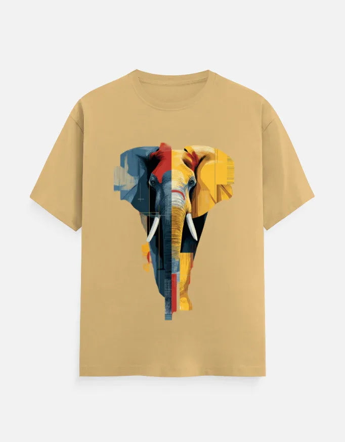 Abstract Geometric Elephant Graphic T-Shirt - VIVA ENTERPRISES 