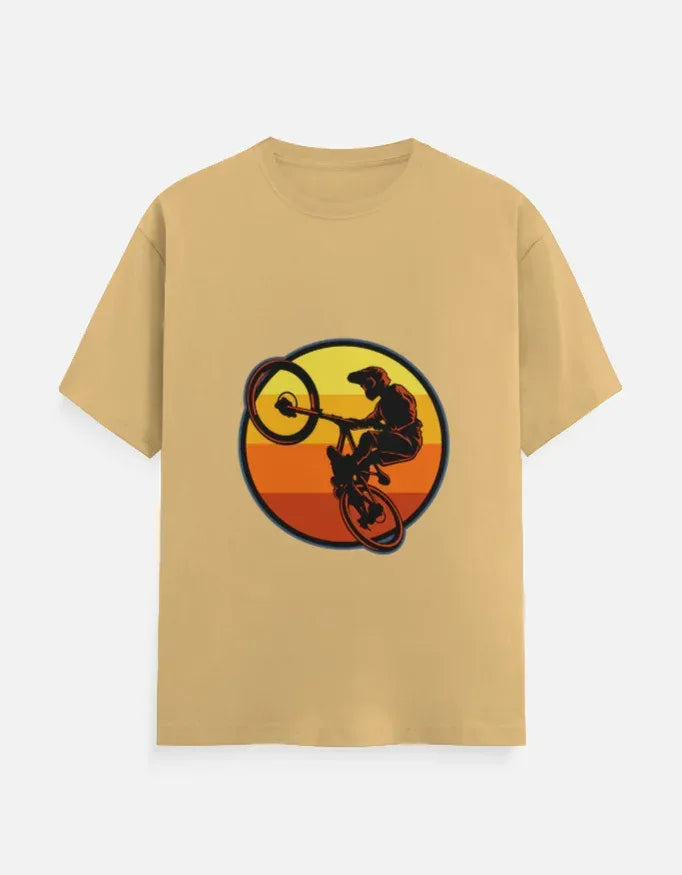 Mountain Biking Graphic T-Shirt | Sunset MTB Silhouette Tee - VIVA ENTERPRISES 