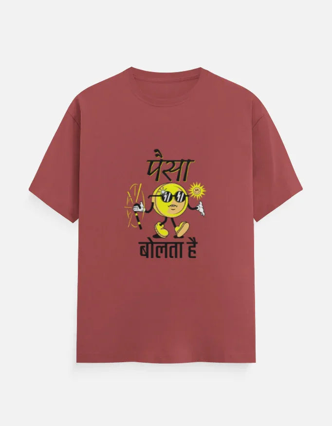 Round Neck T-Shirt with Funny Hindi Quote Print - VIVA ENTERPRISES 