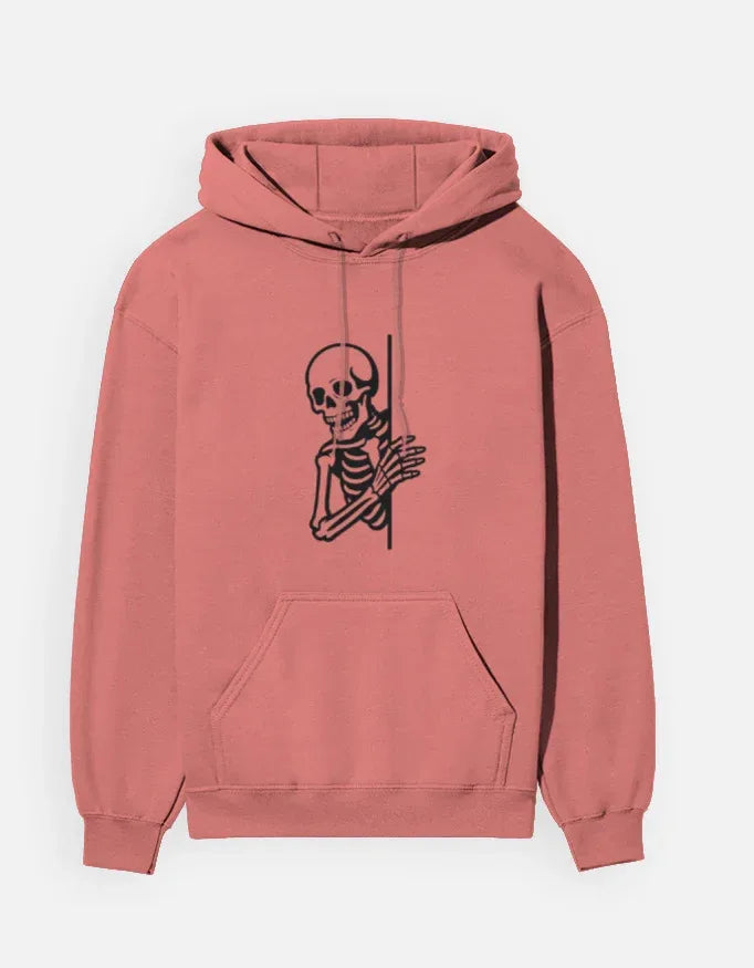 Red Skeleton Line Art Hoodie - VIVA ENTERPRISES 