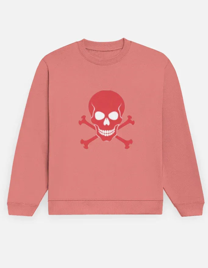 Red Skull & Crossbones Graphic Crewneck Sweatshirt - VIVA ENTERPRISES 