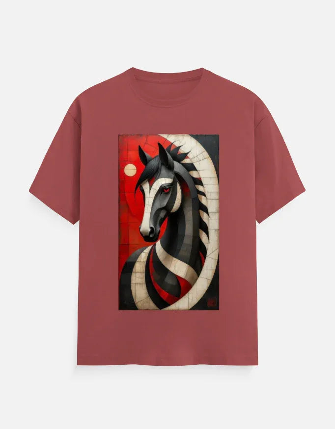 Abstract Horse Art Graphic T-Shirt | Premium White Tee - VIVA ENTERPRISES 
