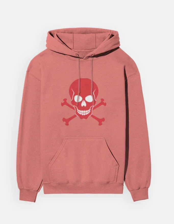 Vibrant Red Skull Pullover Hooded Sweatshirt - VIVA ENTERPRISES 