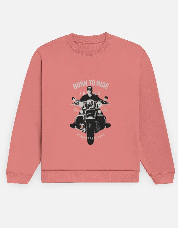 Men's Black "Born to Ride" Motorcycle Graphic Crewneck Sweatshirt - VIVA ENTERPRISES 