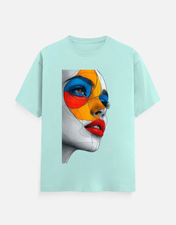 Abstract Color Face Graphic Printed MULTICOLOUR T-Shirt - VIVA ENTERPRISES 