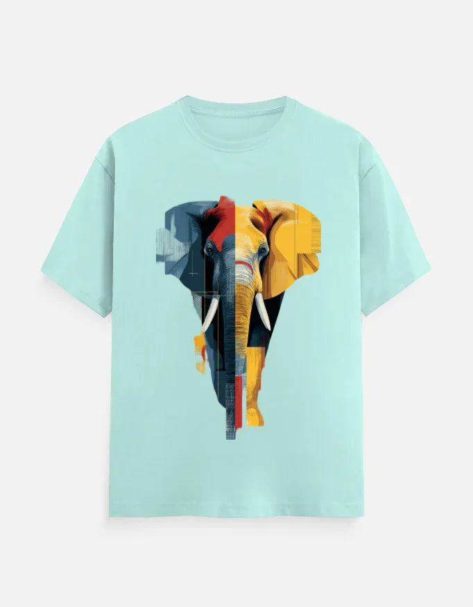 Abstract Geometric Elephant Graphic T-Shirt - VIVA ENTERPRISES 