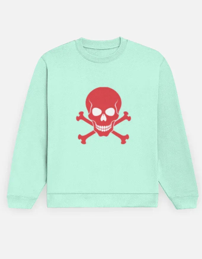 Red Skull & Crossbones Graphic Crewneck Sweatshirt - VIVA ENTERPRISES 