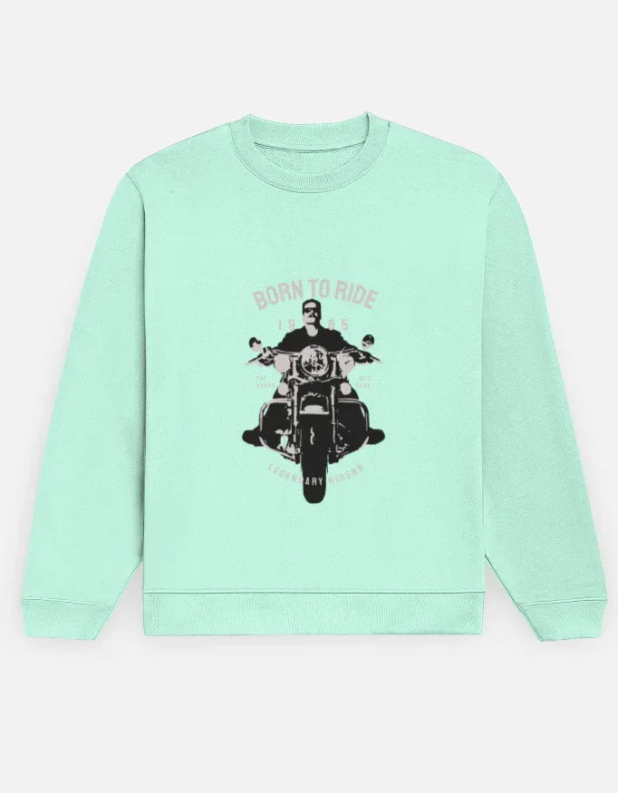 Men's Black "Born to Ride" Motorcycle Graphic Crewneck Sweatshirt - VIVA ENTERPRISES 