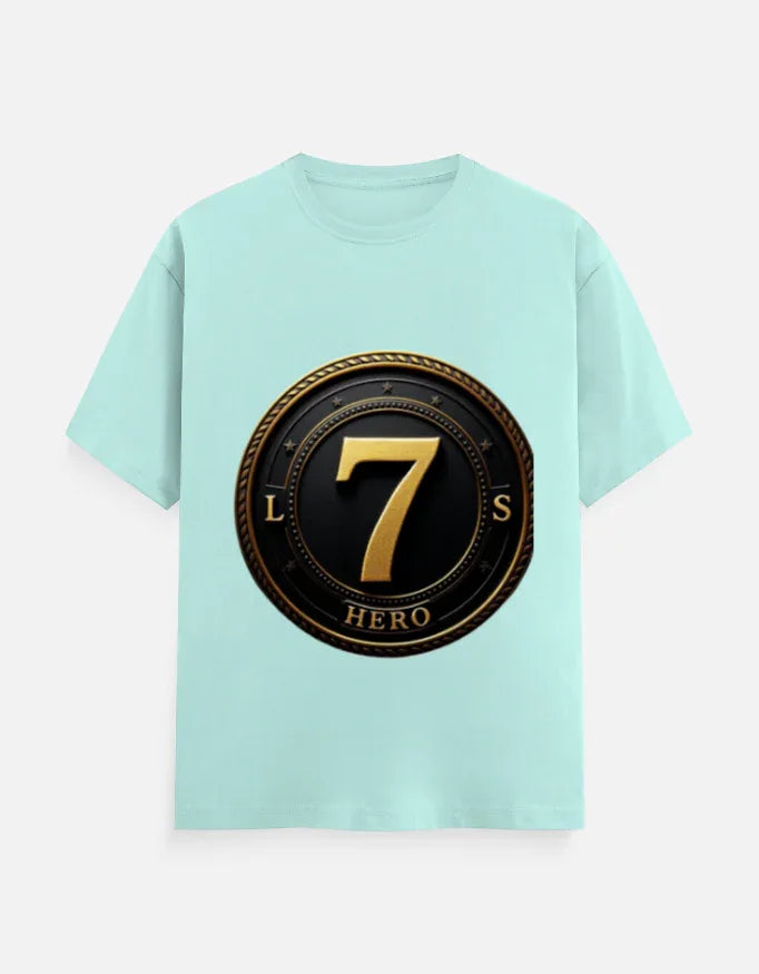 Legendary Number 7 Gold Emblem Print T-Shirt - VIVA ENTERPRISES 