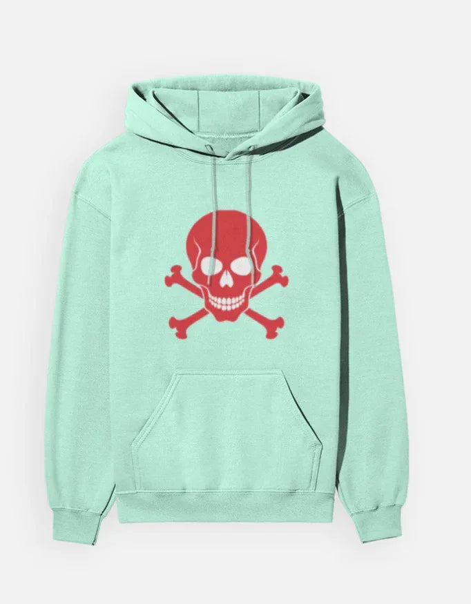 Vibrant Red Skull Pullover Hooded Sweatshirt - VIVA ENTERPRISES 