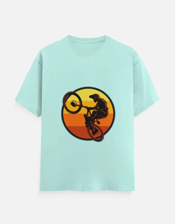 Mountain Biking Graphic T-Shirt | Sunset MTB Silhouette Tee - VIVA ENTERPRISES 