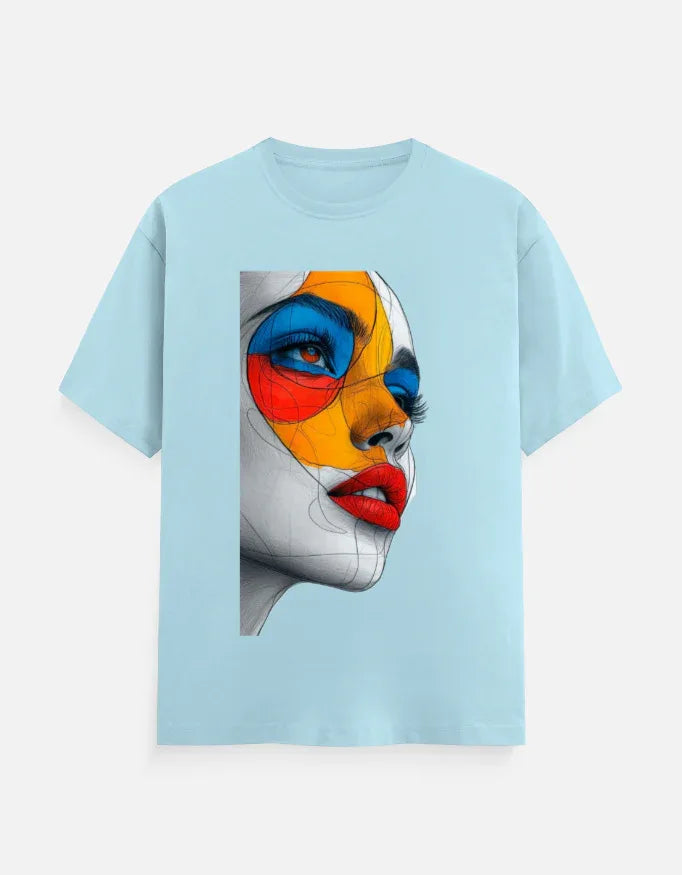 Abstract Color Face Graphic Printed MULTICOLOUR T-Shirt - VIVA ENTERPRISES 