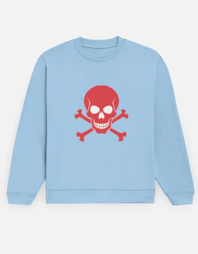 Red Skull & Crossbones Graphic Crewneck Sweatshirt - VIVA ENTERPRISES 