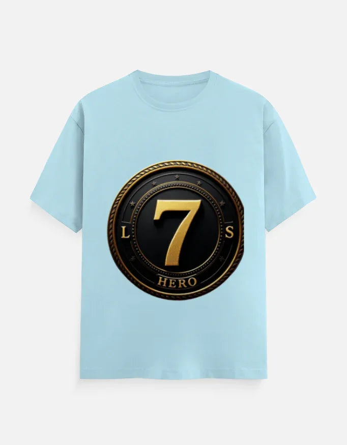Legendary Number 7 Gold Emblem Print T-Shirt - VIVA ENTERPRISES 