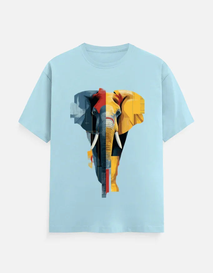 Abstract Geometric Elephant Graphic T-Shirt - VIVA ENTERPRISES 