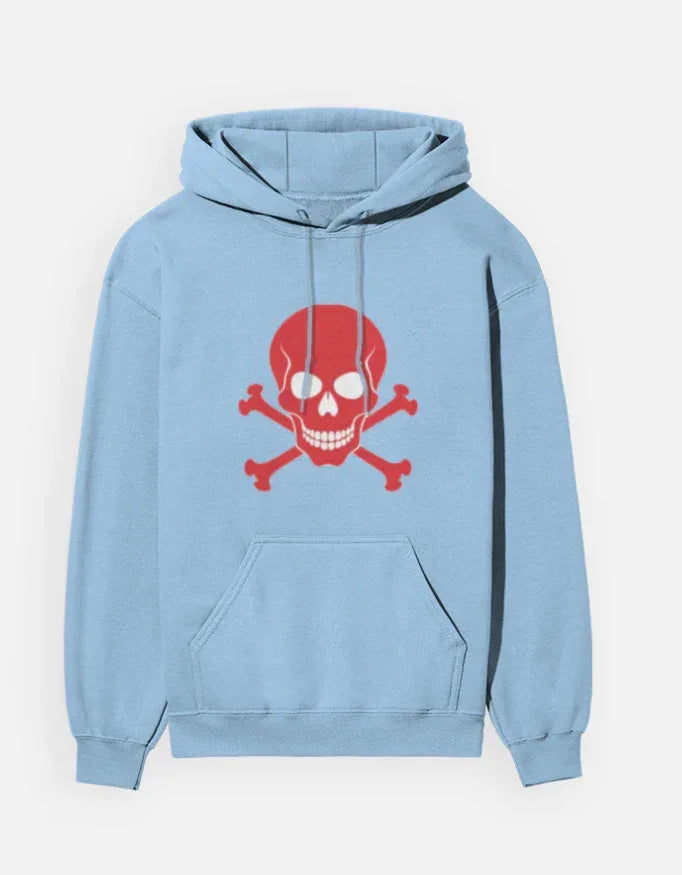 Vibrant Red Skull Pullover Hooded Sweatshirt - VIVA ENTERPRISES 