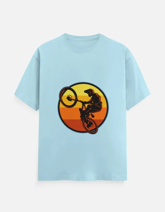 Mountain Biking Graphic T-Shirt | Sunset MTB Silhouette Tee - VIVA ENTERPRISES 