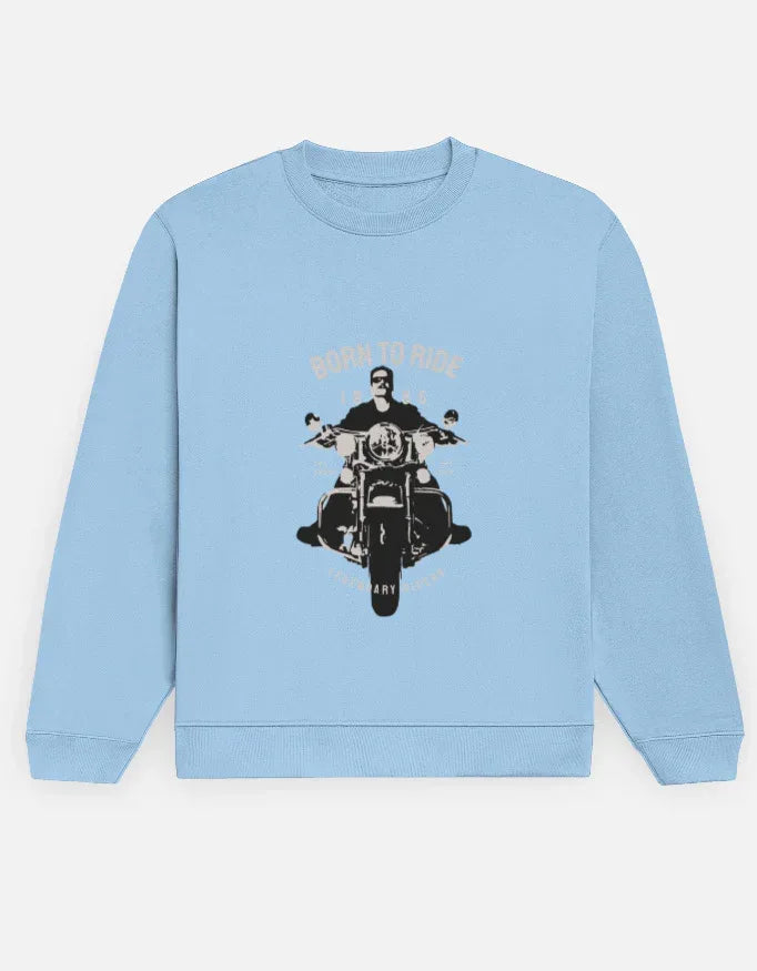 Men's Black "Born to Ride" Motorcycle Graphic Crewneck Sweatshirt - VIVA ENTERPRISES 