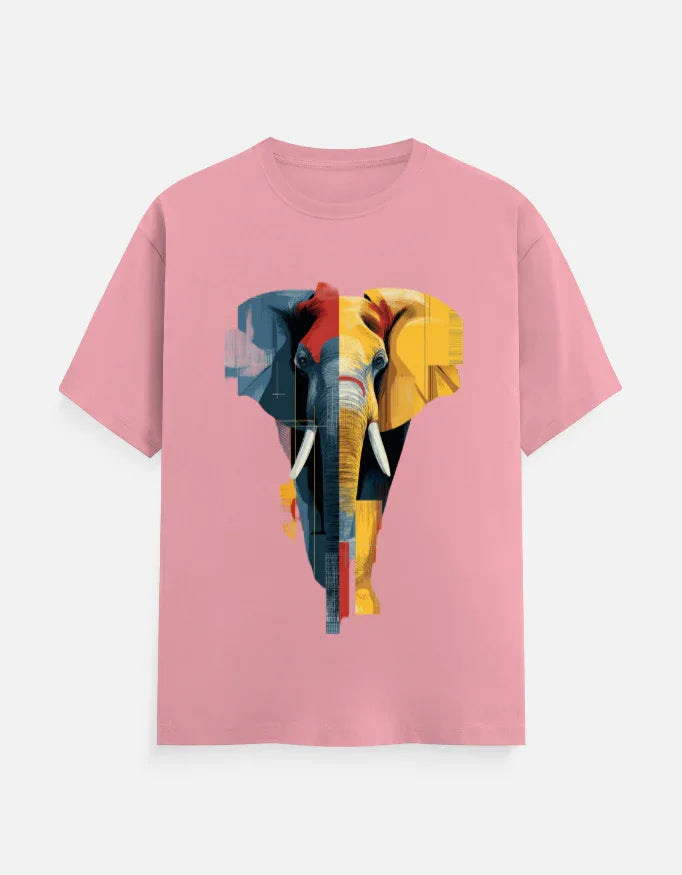 Abstract Geometric Elephant Graphic T-Shirt - VIVA ENTERPRISES 