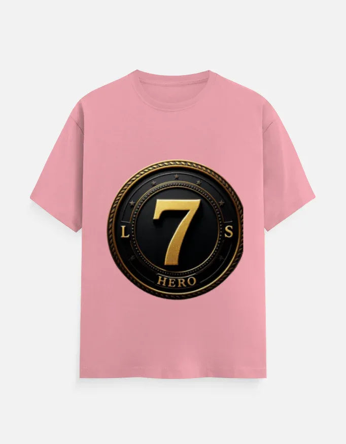 Legendary Number 7 Gold Emblem Print T-Shirt - VIVA ENTERPRISES 
