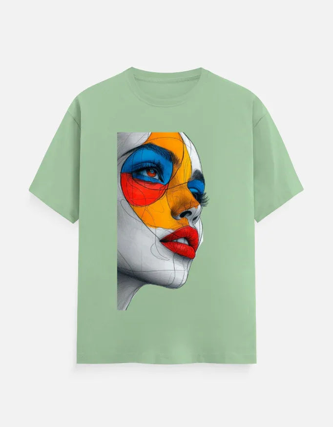 Abstract Color Face Graphic Printed MULTICOLOUR T-Shirt - VIVA ENTERPRISES 