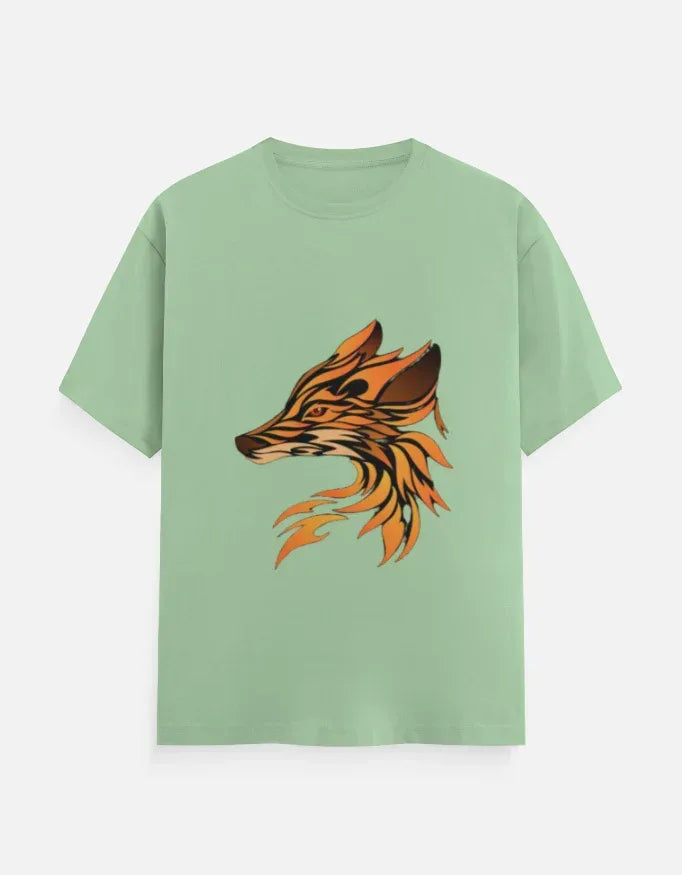 Flaming Fox Head T-Shirt Design - VIVA ENTERPRISES 