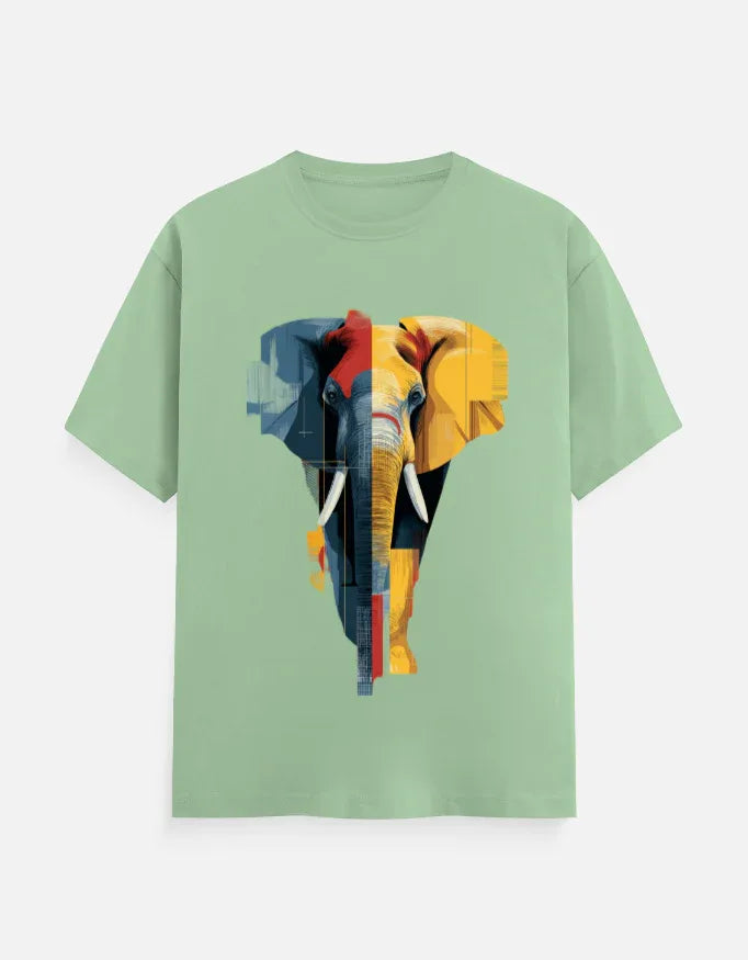 Abstract Geometric Elephant Graphic T-Shirt - VIVA ENTERPRISES 