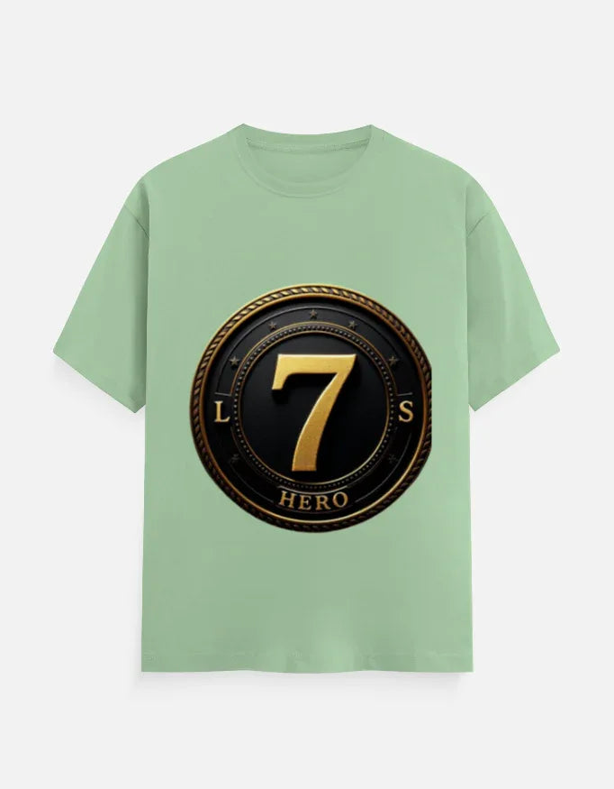Legendary Number 7 Gold Emblem Print T-Shirt - VIVA ENTERPRISES 