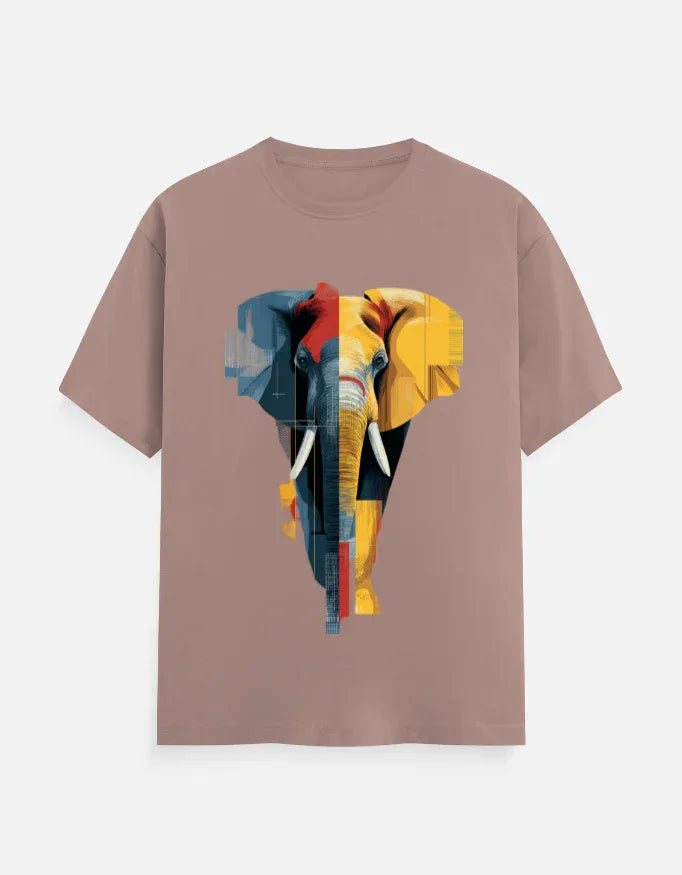Abstract Geometric Elephant Graphic T-Shirt - VIVA ENTERPRISES 