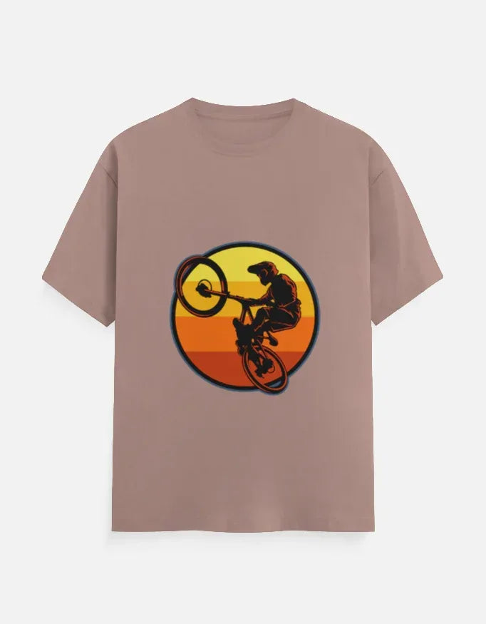 Mountain Biking Graphic T-Shirt | Sunset MTB Silhouette Tee - VIVA ENTERPRISES 