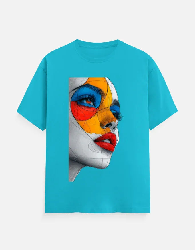 Abstract Color Face Graphic Printed MULTICOLOUR T-Shirt - VIVA ENTERPRISES 