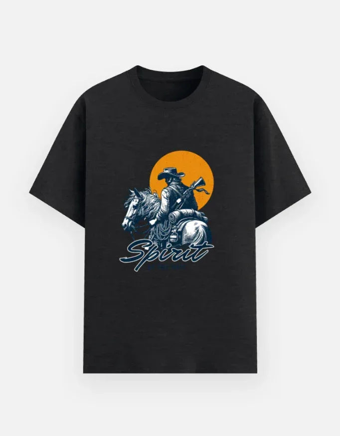 Spirit of the Wild Cowboy Sunset Tee - VIVA ENTERPRISES 
