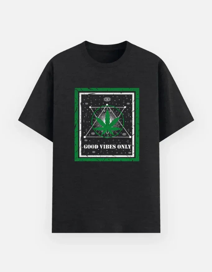 Good Vibes Only Graphic Printed Black T-Shirt – Unisex Cotton Tee - VIVA ENTERPRISES 