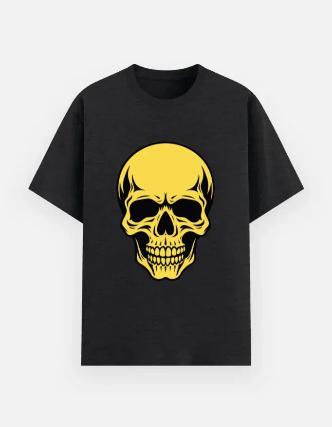 Vibrant Yellow and Skull Art Tee - VIVA ENTERPRISES 