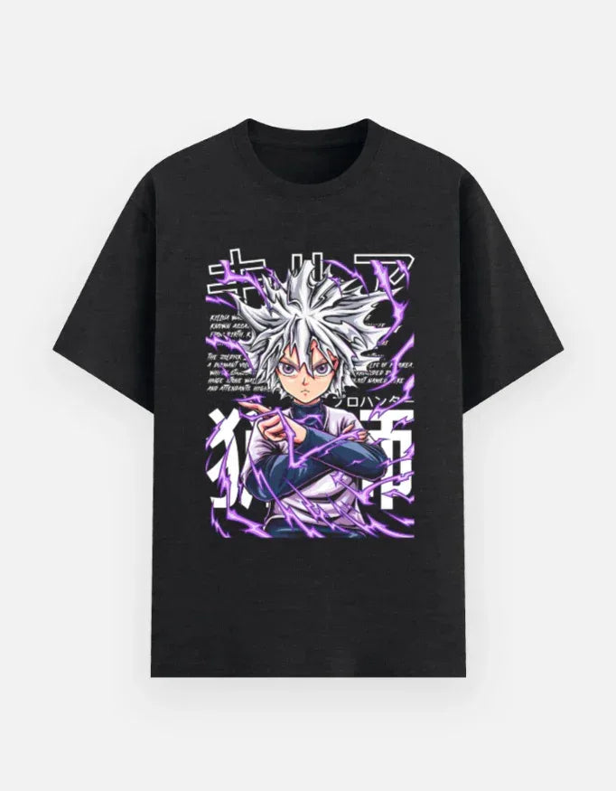 Electric Aura Anime Character Oversized Tee – Trendy Look - VIVA ENTERPRISES 