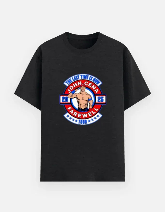 John Cena 2025 Farewell Tour Black Tee - The Last Time Is Now Graphic Shirt - VIVA ENTERPRISES 
