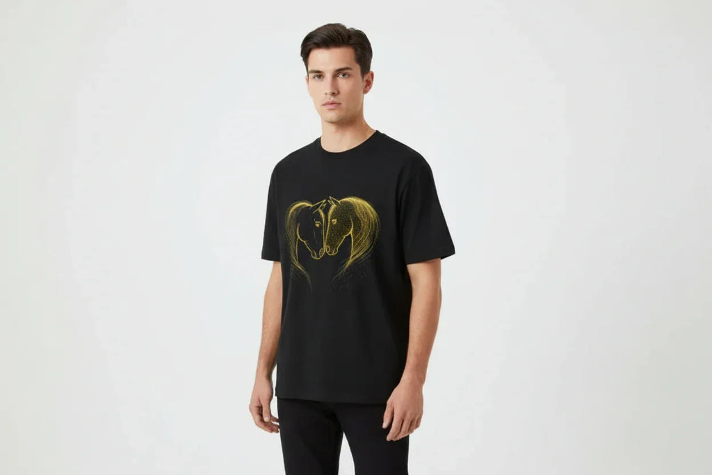 Horse Printed Basic T-Shirt - VIVA ENTERPRISES 