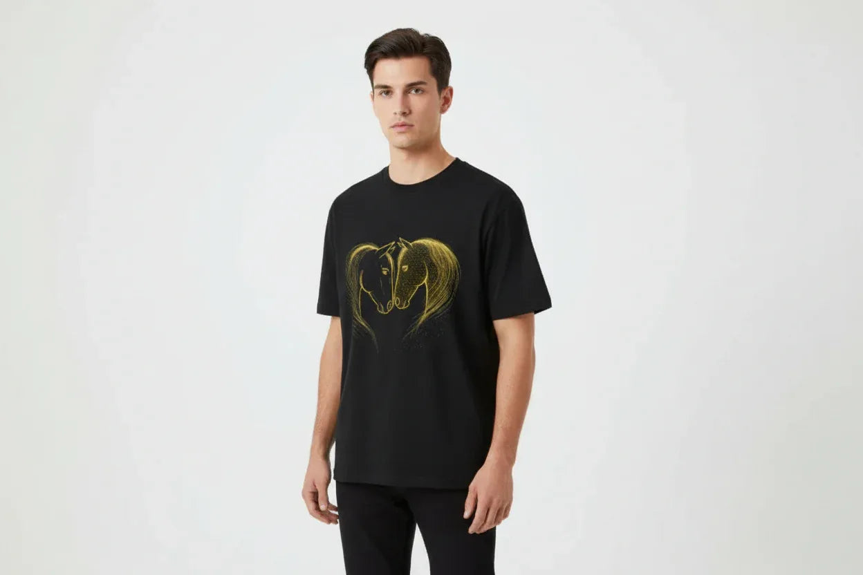 Horse Printed Basic T-Shirt - VIVA ENTERPRISES 