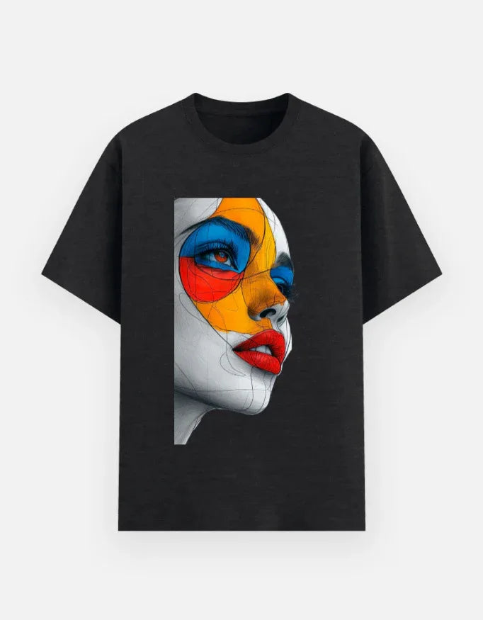 Vibrant Pop Art Woman Portrait T-Shirt - VIVA ENTERPRISES 