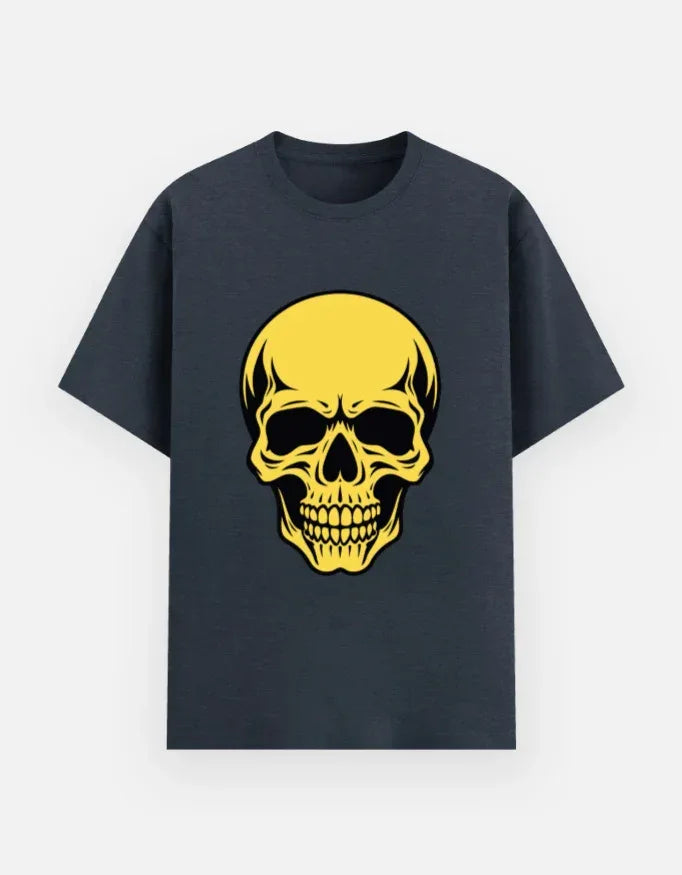 Vibrant Yellow and Skull Art Tee - VIVA ENTERPRISES 