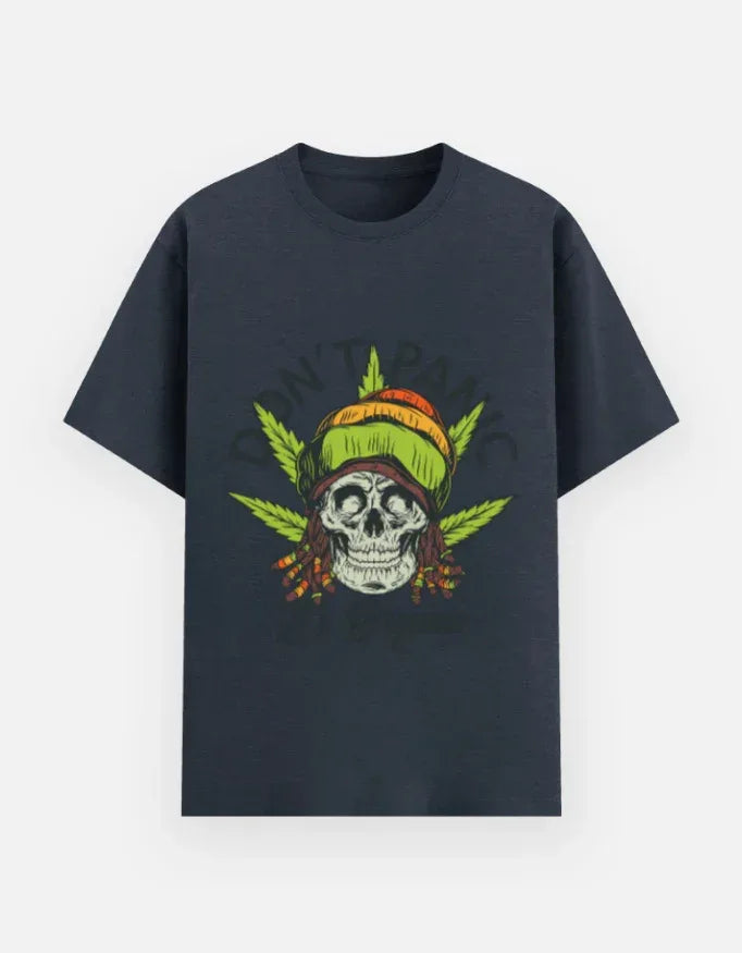 Skull Graphic Streetwear Black T-Shirt | Don’t Panic It’s Organic - VIVA ENTERPRISES 