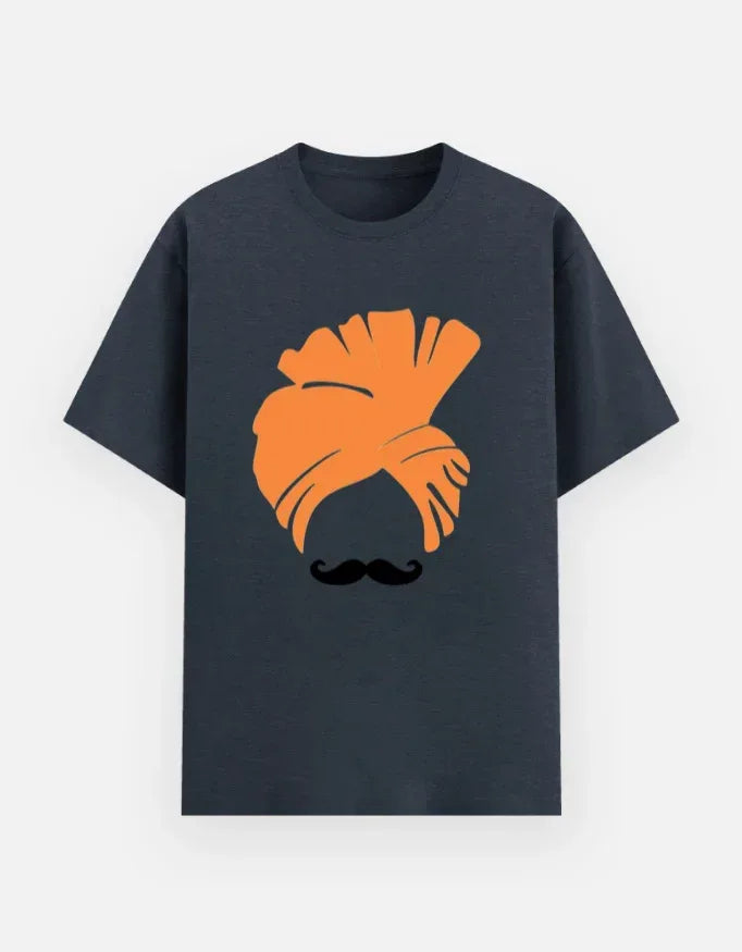 Turban and Mustache Graphic Black T-Shirt - VIVA ENTERPRISES 