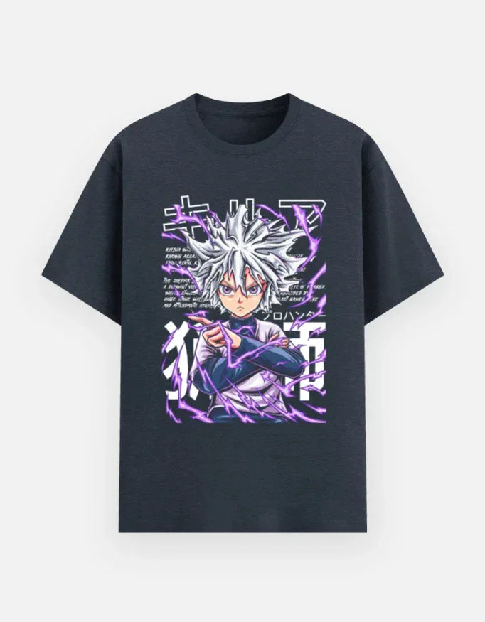 Electric Aura Anime Character Oversized Tee – Trendy Look - VIVA ENTERPRISES 